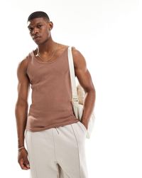 ASOS - Camiseta marrón ajustada sin mangas - Lyst
