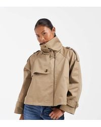 ASOS - Asos Design Petite Funnel Cropped Cape Trench Coat - Lyst