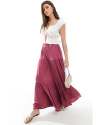 Stradivarius - Jupe longue style bohème - cerise - Lyst