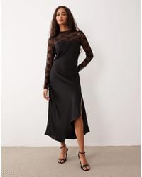 Y.A.S - Hybrid High Neck Lace Top And Satin Slip Dress - Lyst