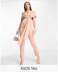 ASOS - Mono Largo Rosado De Neopreno Con Hombros Caídos De Asos Design Tall - Lyst
