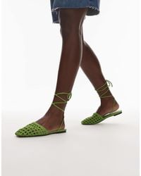 TOPSHOP - Arri Woven Tie Up Flat Shoe - Lyst
