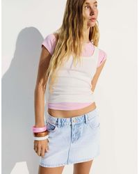 Bershka - Denim Mini Skirt - Lyst