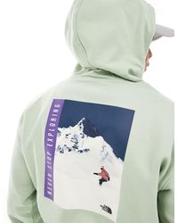 The North Face - Snowboard - felpa salvia con cappuccio e stampa rétro sulla schiena - Lyst