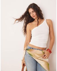 Abercrombie & Fitch - – geripptes asymmetrisches one-shoulder-top - Lyst