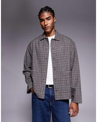 ASOS - Recht Oversized Overhemd Van Wolmix Met Micro-Ruitjes - Lyst