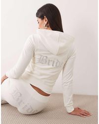 Juicy Couture - Velour 'bride' Diamante Logo Zip Through Hoodie Co-ord - Lyst