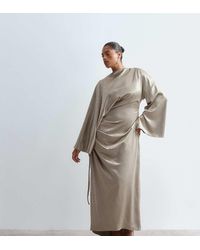 ARRANGE - Curve Satin Drape Long Sleeve Maxi Dress - Lyst