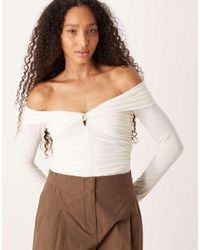 Abercrombie & Fitch - Long Sleeve Off-shoulder Hardware Top - Lyst