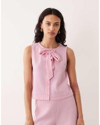 Miss Selfridge - Tie Front Button Through Sleeveless Top Co-ord - Lyst