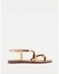 Stradivarius - – flache riemchensandalen aus leder - Lyst