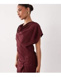 Forever New - Forever New Satin High Neck Tuck Side Detail Bias Maxi Dress - Lyst