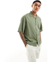 ASOS - Boxy Oversized Linen Look Shirt With Revere Collar - Lyst