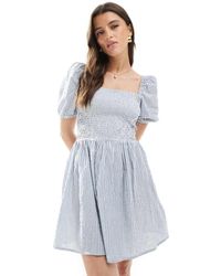 Brave Soul - Katoenrijke Mini-Jurk Met Vierkante Hals - Lyst