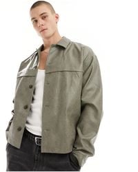 ASOS - Oversized Faux Leather Harrington Jacket - Lyst
