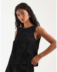 Pieces - Tie Back Sleeveless Broderie Top - Lyst