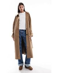 ASOS - Asos Design Tall Faux Suede Funnel Neck Trench Coat - Lyst