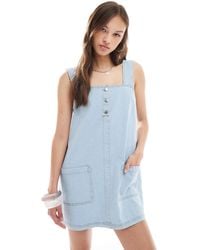 Miss Selfridge - Button Up Denim Baby Doll Dress - Lyst