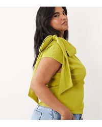 ASOS - Asos Design Curve Textured Scarf Neck Fallen Shoulder Top - Lyst