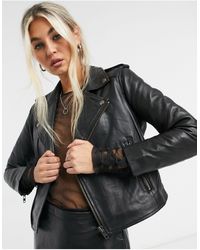 Muubaa - Cropped Leather Biker Jacket - Lyst