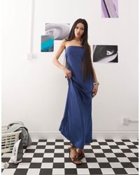 Princess Polly - Satin Bandeau Cowl Tie Back Maxi Dress - Lyst