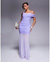 Kaiia - Exclusive Double Layered Slinky Asymmetric One Shoulder Sheer Hem Maxi Dress - Lyst