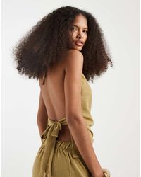 Vero Moda - Linen Look Cowl Neck Halter Top Co-ord - Lyst
