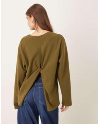 ASOS - Superzachte Top Met Knoop Aan De Achterkant En Lange Mouwen - Lyst