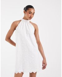 Pieces - Halter Neck Floral Applique Mini Dress - Lyst