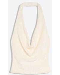 Bershka - Draped Sequin Halter Top - Lyst