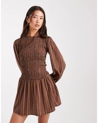 Wednesday's Girl - Striped Shirred Detail Mini Dress - Lyst