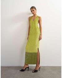 TOPSHOP - Premium Sequin Embellished Low Scoop Maxi Dress With Contrast Deep - Lyst