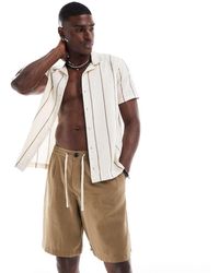 Threadbare - Pantalones Cortos Con Cordón Ajustable De Tejido Rico En Lino De -Neutro - Lyst