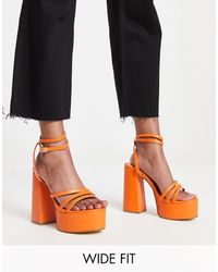 Truffle Collection - Wide Fit Strappy Platform Sandals - Lyst