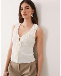 Mango - Ruffle Front Sleeveless Top - Lyst
