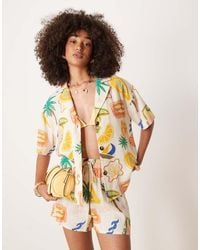 ASOS - Linen Blend Short Sleeve Co-Ord Shirt - Lyst