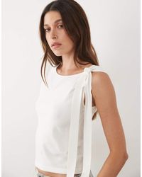 Mango - Knitted Sleeveless Top With Tie Shoulder - Lyst