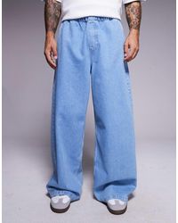 ASOS - – sehr weite jeans mit elastischem bund, kordelzug innen und heller waschung - Lyst