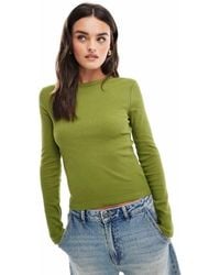 Stradivarius - Ribbed Round Neck Long Sleeve Top - Lyst