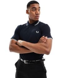 Fred Perry - Polo avec logo et bordures à double rayure - /blanc - Lyst