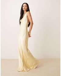 Bardot - Anouk Cowl Neck Open Cross Back Thigh Split Maxi Dress - Lyst