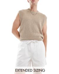 ASOS - Pantaloncini chino ampi taglio corto bianchi con vita elasticizzata - Lyst