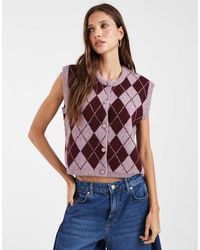 Vero Moda - Cropped Knitted Vest - Lyst