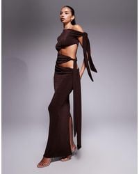 Wanderdoll - Noa Premium Textured Slinky Drape Tie Side Maxi Skirt Co-ord - Lyst
