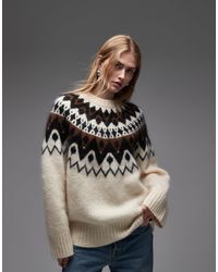 & Other Stories - Mohair And Wool Blend Fair Isle Style Knit Sweater With Brown Jacquard Zig Zack Pattern - Lyst