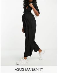 ASOS - Asos design maternity - tuta jumpsuit stile camicia nera oversize allacciata - Lyst