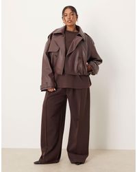 ASOS - Asos Design Curve Interlock Wide Leg Trouser - Lyst