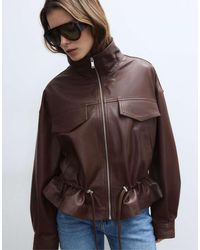 Stradivarius - Leather Jacket With Adjustable Pockets - Lyst