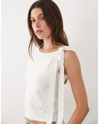 Mango - Knitted Sleeveless Top With Tie Shoulder - Lyst