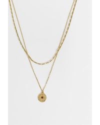 ASOS - Waterproof Stainless Steel 2 Pack Faux Tigers Eye Stone Coin Pendant And Chain Necklace - Lyst